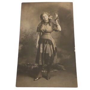 RPPC Vintage Gypsy Woman Portrait Photo Postcard Antique 1904-1918 Victorian